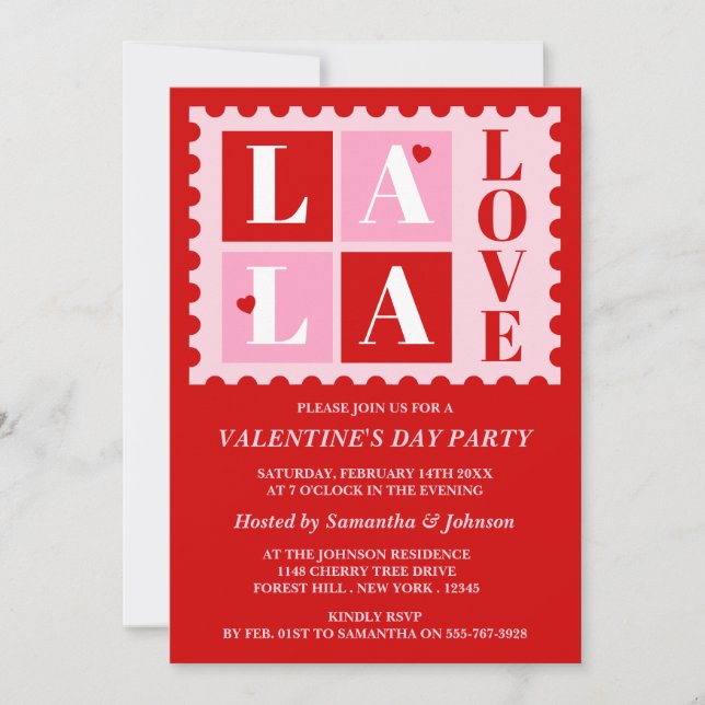 Convite La La Love Valentine’s Day Party Invitation (Frente)