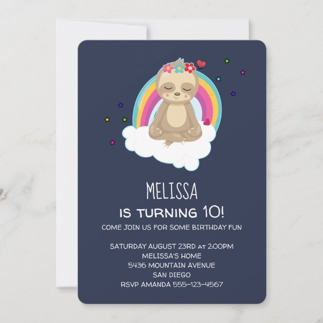 Convite Lã Meditante Bonita em uma Festa de aniversário de (Frente)