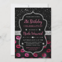 Lábios com Brilho Rosa e Preto Aniversário de 21 a