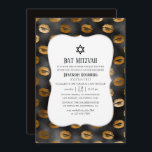 Convite Lábios de vidro preto e Dourado Bat Mitzvah<br><div class="desc">Convidado do partido bat mitzvah,  lábios de folha de papel falsa,  projetado para ser rápida e facilmente personalizado de acordo com as suas especificações de evento.</div>