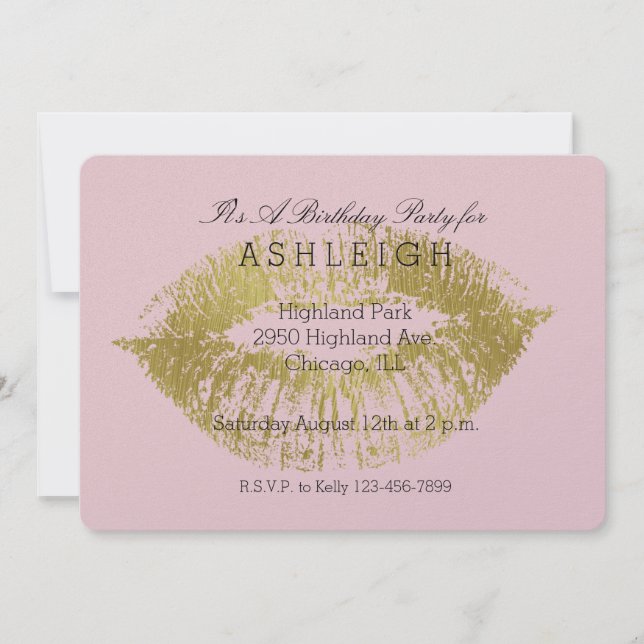 Convite Lábios Dourados, aniversário do Kiss (Frente)