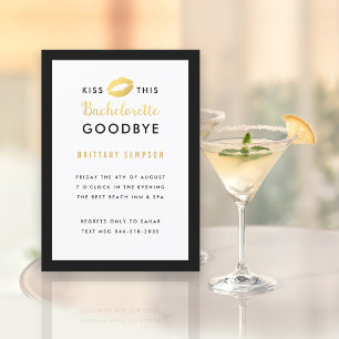 Convite Lábios Dourados Beijam esta Bachelorreia Adeus