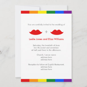 Convite Lábios LGBT Lésbicas Casamento Arco-Íris