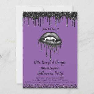 Convite Lábios purpura com brilho de vampiro para festa de