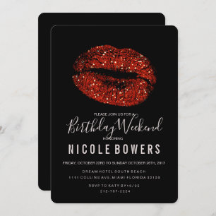 Convite Lábios Vermelhos Aniversário Fim de Semana Itinerá