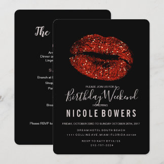Convite Lábios Vermelhos Aniversário Fim de Semana Itinerá