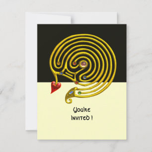 Convite LABIRINTO HIPER rsvp, preto e branco