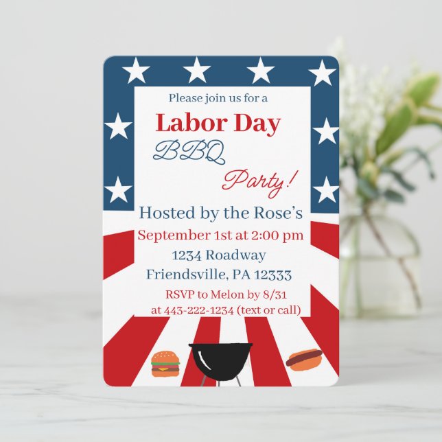Convite labor day invitation (Em pé/Frente)