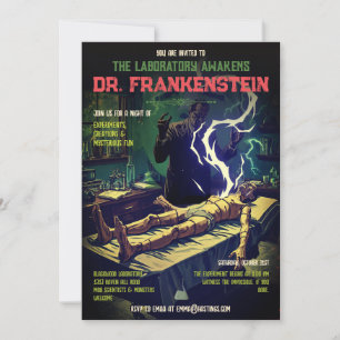 Convite Laboratório Retro de Frankenstein Acorda no Hallow