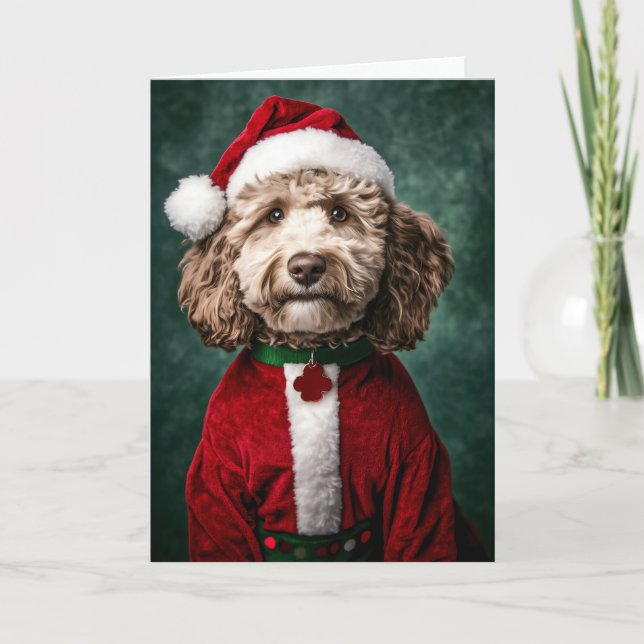 Convite Labradoodle em Festas de Natal Festivas (Frente)