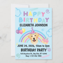 Convite Labrador Retriever Birthday Invitation Blue