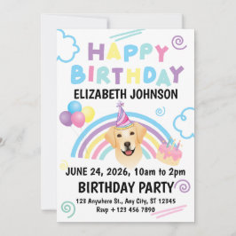 Convite Labrador Retriever Birthday Invitation White