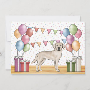 Convite Labrador Retriever Creme Labrador Festa Colorida d