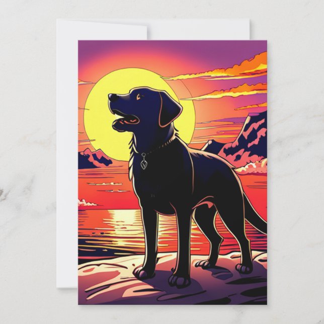 Convite Labrador Retriever Sunset Anime (Frente)