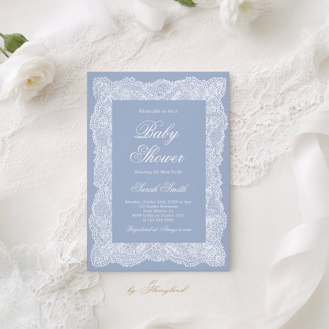 Convite Lace Baby Shower Boy (Criador carregado)