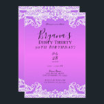 Convite Lace branco rosa e roxo sujo 30 aniversário de 30<br><div class="desc">Personalizar para qualquer evento</div>