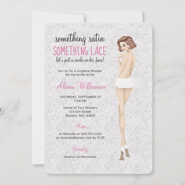 Convite Lace Bride no Chá da Lingerie das Calcinhas (Frente)