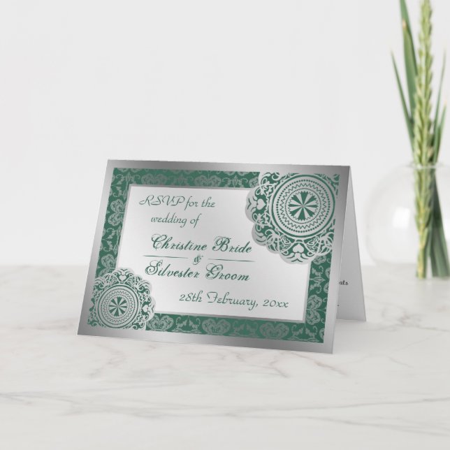 Convite Lace Dourado árabe, placa RSVP (Frente)