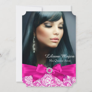 Convite Lace e Arco de Joia Rosa Quinceanera
