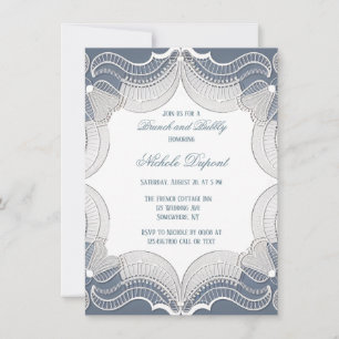 Convite Lace Elegante No Brunch E Bubble Blue Wedch