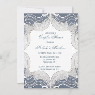 Convite Lace Elegante No Chá De Casais De Gradação Azul