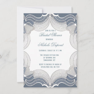 Convite Lace Elegante No Chá de panela De Casamento Azul