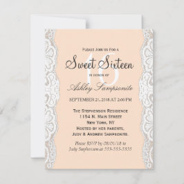 Convite Lace Floral Branco sobre o Poracy Beige