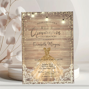 Convite Lace Russo, Tiara, Luzes, Vestir Madeira Quinceañe