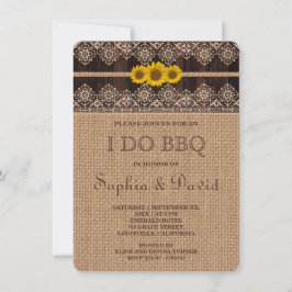 Convite Lace Rustic Burlap Wood Eu CHURRASCO Convidar