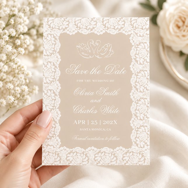 Convite Lace Save the Date  (Criador carregado)