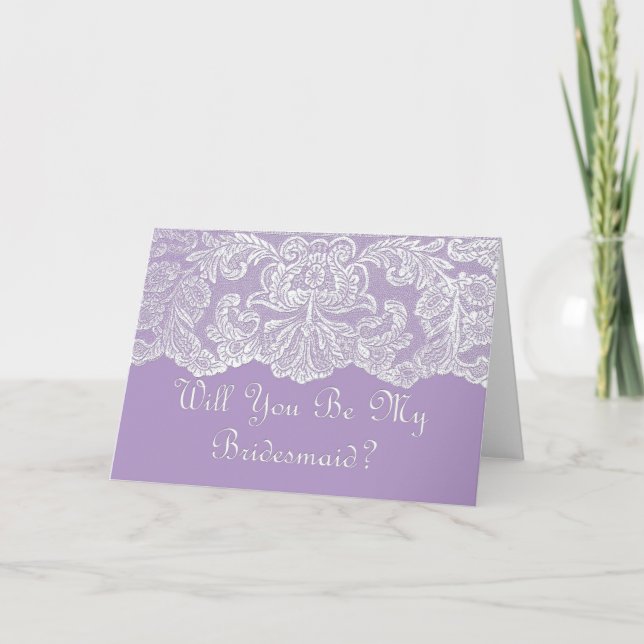 Convite lace will you be my bridesmaid?  purple (Frente)