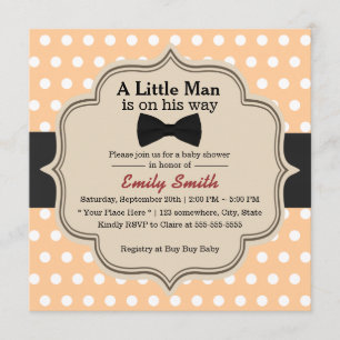 Convite Laço bonito das bolinhas chá de fraldas pequeno do