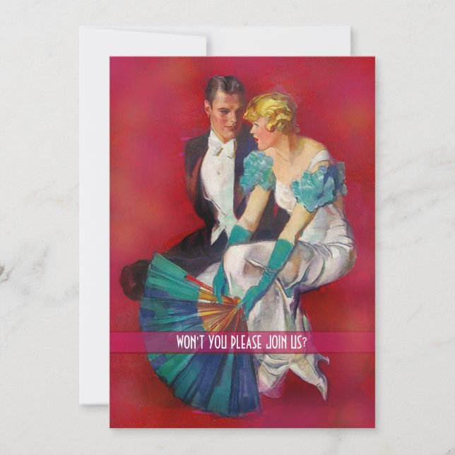 Convite Laço branco do art deco e cocktail das caudas (Frente)