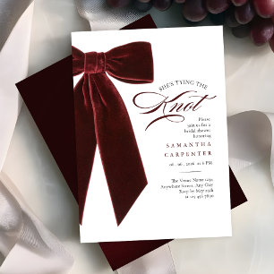 Convite laço burgundy Ela está se casando chá de noiva