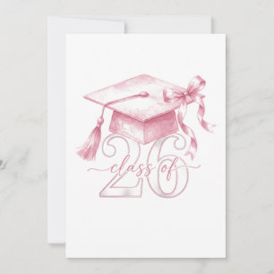 Convite Laço Coquete Rosa Turma de Formatura de 2026 Garot