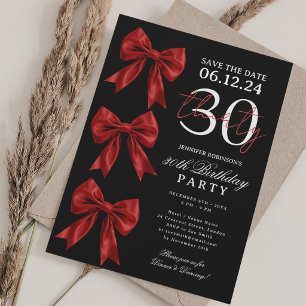 Convite Laço Coquete Vermelho Salve Data 30º Aniversário P