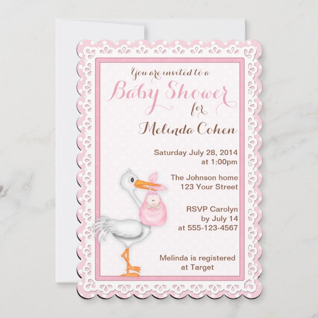 Convite Laço da cegonha e do ilhó (Frente)