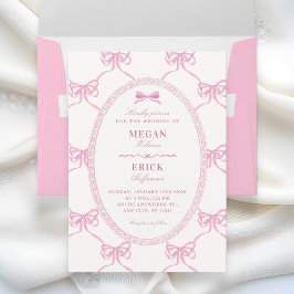 Convite Laço de arco rosa casamento