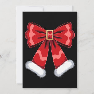 Convite Laço de Cinto do Papai Noel de Natal Vermelho com