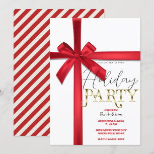 Convite Laço de Fita de Cetim Vermelho Festa de Natal