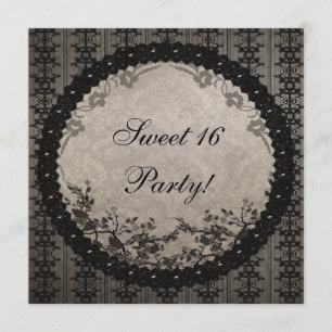 Convite Laço do vintage & partido pretos do doce 16 dos