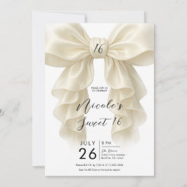 Convite Laço em Cascata com Babado de Creme Elegante Festa