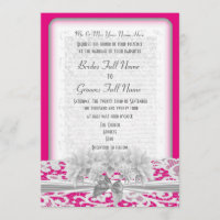 Laço floral branco e casamento cor-de-rosa fúcsia