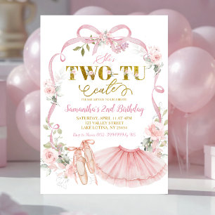 Convite Laço Floral Rosa Coquette Tutu de Ballet 2º aniver