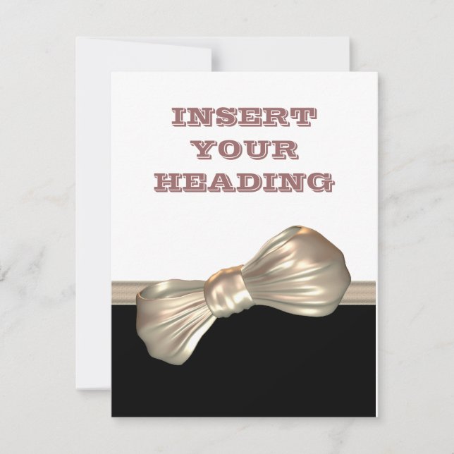 Convite Laço preto branco creme (Frente)