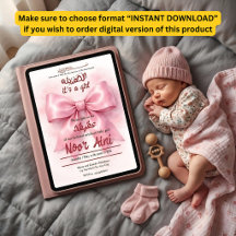 laço rosa bebê menina muçulmana aqeeqah