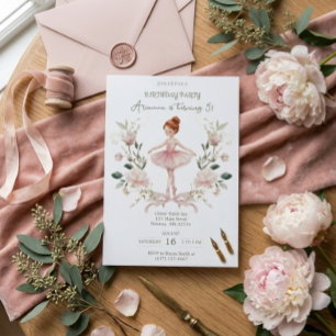 Convite Laço Rosa Caprichoso e Bailarina de Aquarela de An