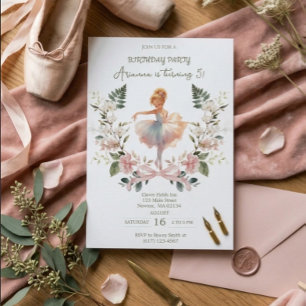 Convite Laço Rosa Caprichoso e Bailarina de Aquarela de An
