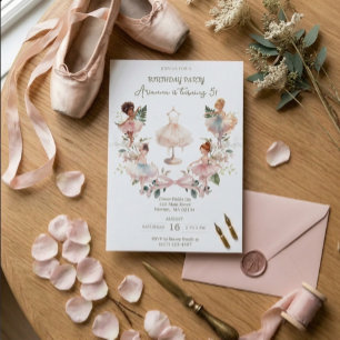 Convite Laço Rosa Caprichoso e Bailarina de Aquarela de An