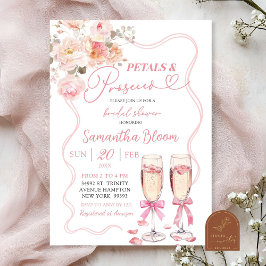 Convite Laço Rosa Coquette Pétalas e Prosecco